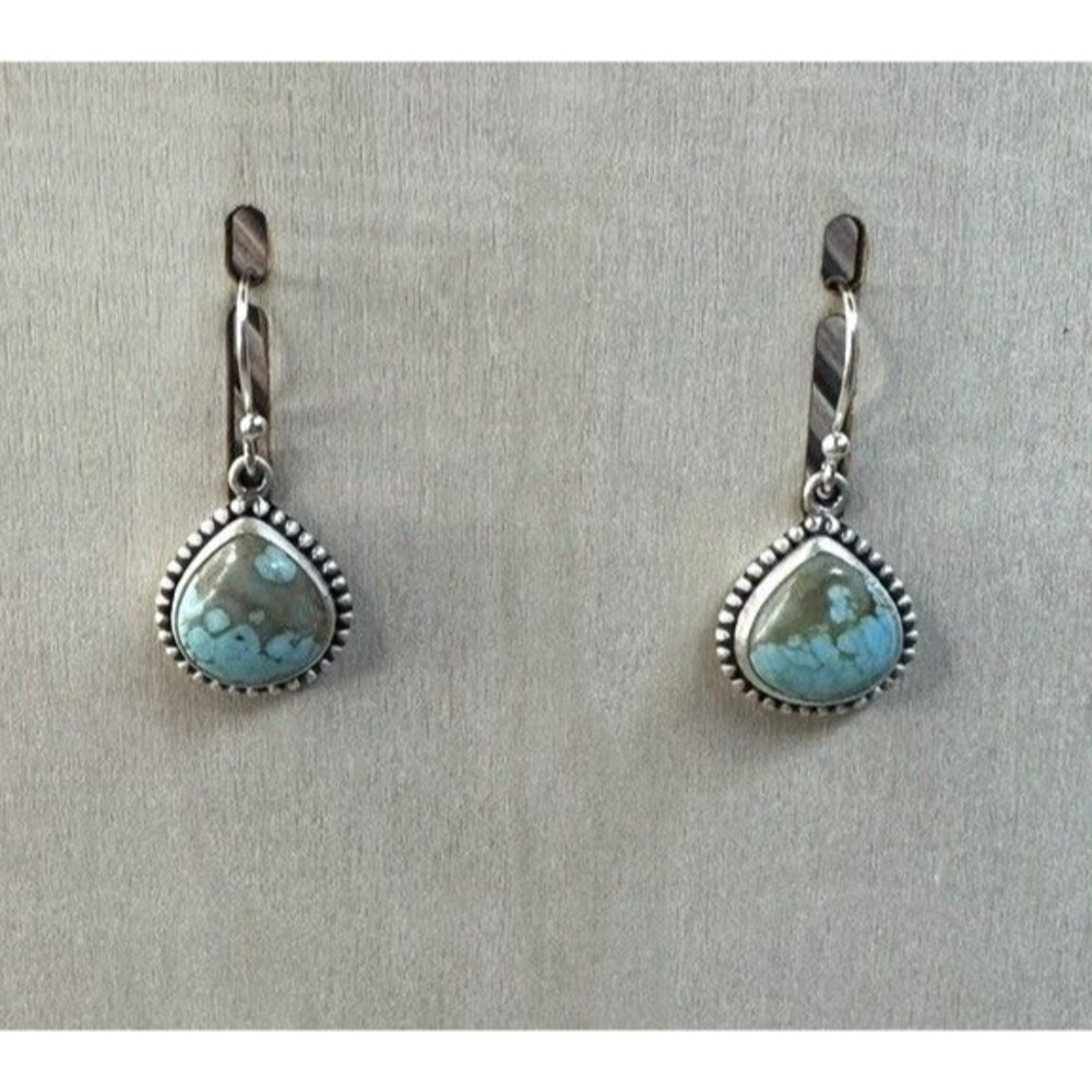Native Southwest Style Sterling Silver Number 8 Turquoise Dangle/Drop Earrings